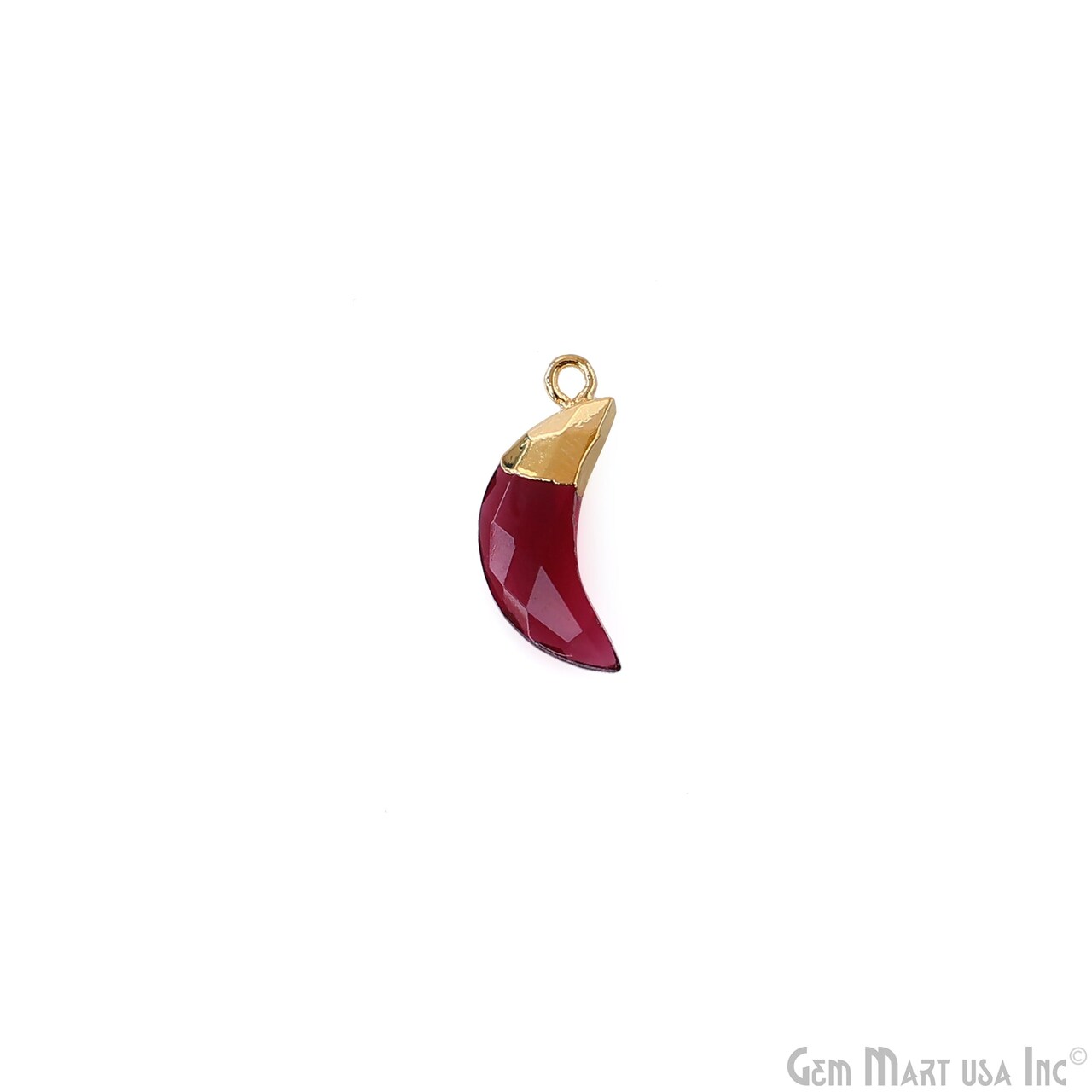 Moon Pendant Charm, Natural Faceted Gemstone, Gold Plated Moon Bracelet Charm, Necklace Pendant, 21x6mm, GemMartUSA (50789)